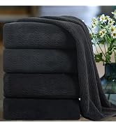 Ultra Soft Bath Towel Set of 4, Grey Extra Large Textured Microfiber Luxury Towels 35x70 in, Quic...
