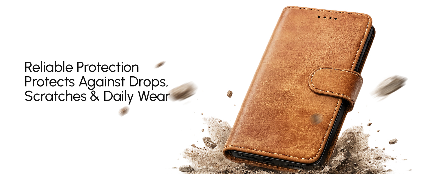 Anti Radiation Flip Folio Case for iPhone 17 Pro Brown