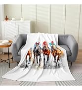 jejeloiu Horse Race Flannel Fleece Throw Blanket Galloping Horse 40