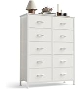 Sweetcrispy 10 Drawer Dresser, Tall Fabric Dresser for Bedroom, Grey