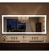 Antok 55" L x 30" W LED Bathroom Mirror Bathroom Mirror with Lights Touch Control,Anti-Fog,Dimmab...