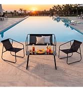 NEWBULIG 3-Piece Patio Furniture Set, Outdoor Wicker Bistro, Black | Weather Resistant Rattan, Wa...