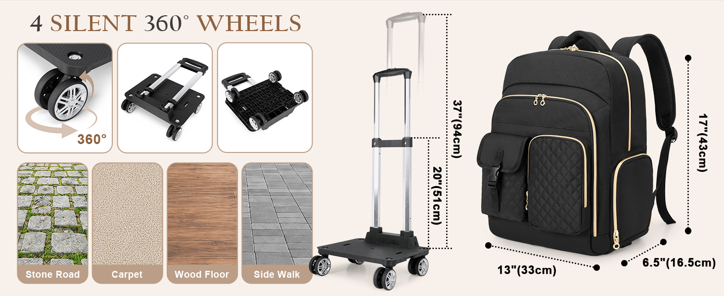 rolling teacher bag with wheels