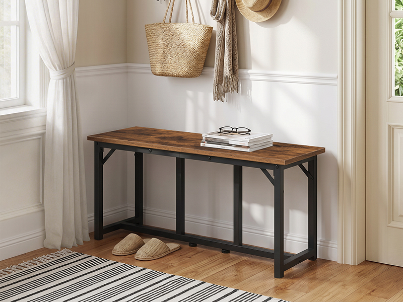 Long Wooden Entryway Bench