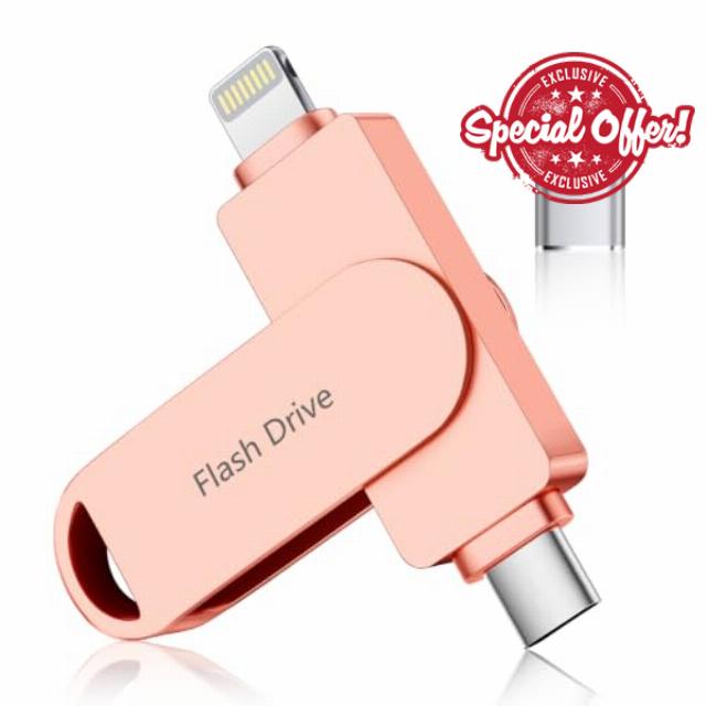 (No APP Required) MFi Certified USB Flash Drive for iPhone Photo Stick 512GB for Photo/Video Backup Drive