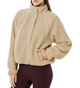 TAQCUX Womens Sherpa Fleece Jacket Mock Neck Snap Button Casual Outwear | Contrast Cross Front Pa...