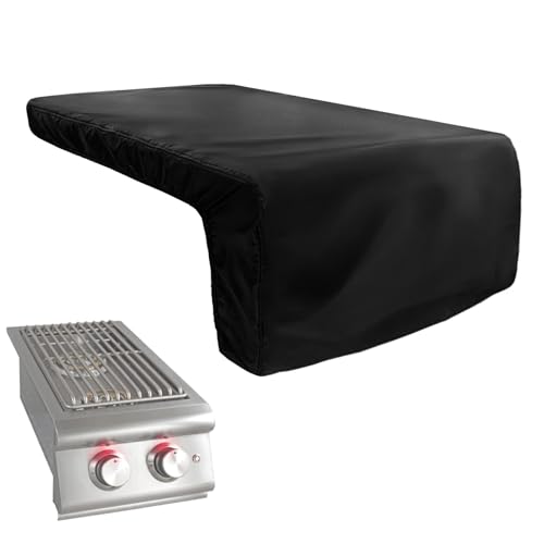 Black | Heavy Duty 600D Waterproof Outdoor Grill Burner Cover with Plush Lining