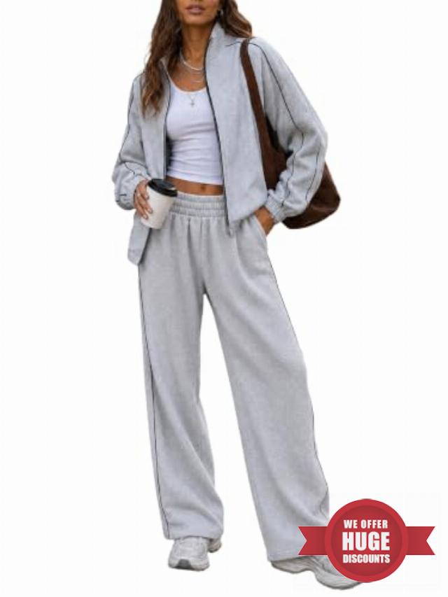 Fisoew Womens 2 Piece Outfits Sweatsuits Fall Travel Matching Sets                                                          Zip Up Sweatshirts