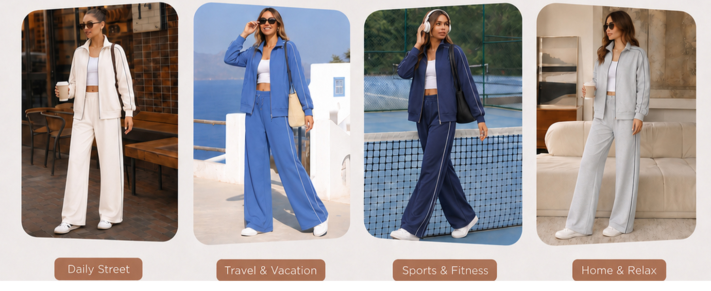 Coordinated jacket and pants designed for casual daily outfits