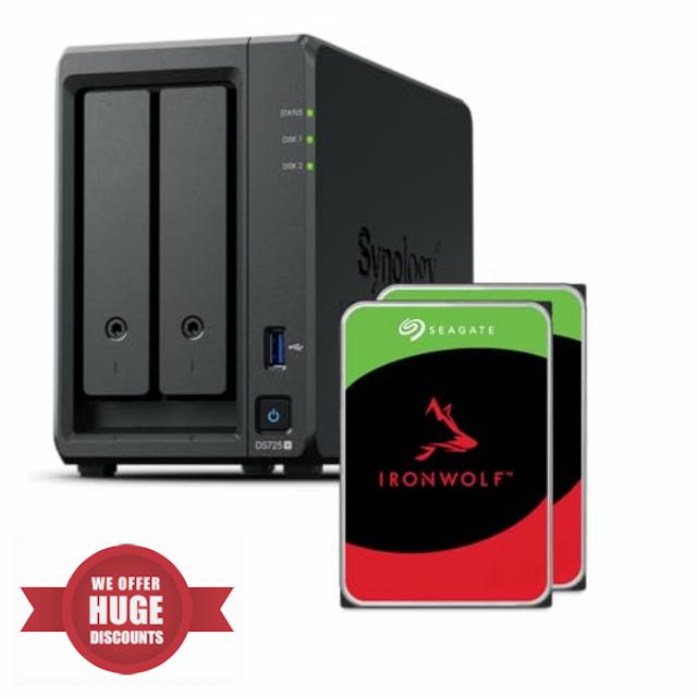 Synology DS725+ 20TB Bundle (Seagate Ironwolf 2X 10TB) 2 Bay Plus Series with Ryzen R1600