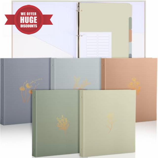 Ctosree 5 Sets 1 Inch 3 Ring Binder with 2 Pockets