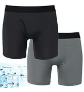 Y's factory Men’s Cooling Boxer Briefs 2 Pack, Quick Dry Stretch Underwear with Open Fly