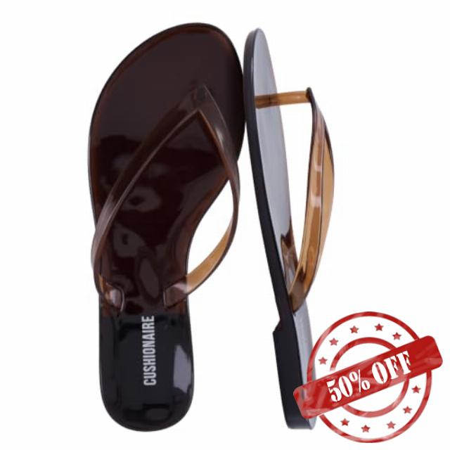CUSHIONAIRE Aqua Jelly Flip Flops for Women                                                          Jelly Shoes Glossy Upper