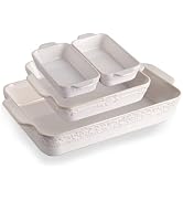 Sweejar Casserole Dishes for Oven, Ceramic Bakeware Set of 3, Rectangular Baking dish with Handle...