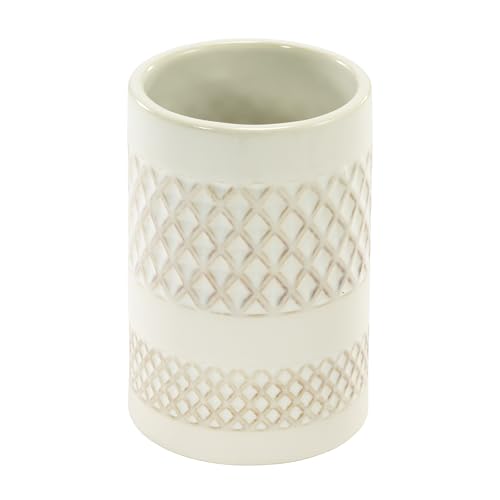 Glossy Embossed Trellis Ceramic with Reactive Glaze Detail