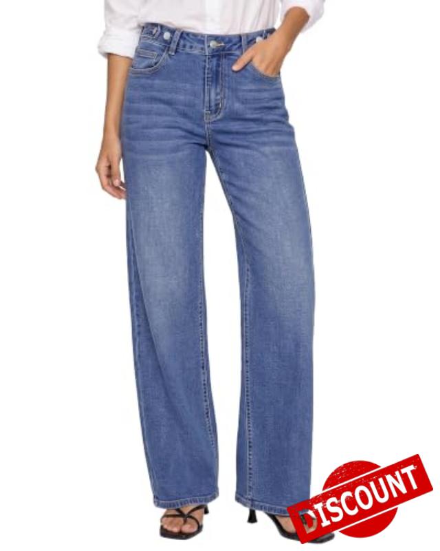 GRAPENT Jeans for Women Wide Leg High Rise Cinch-Waist Stretchy Denim Pants                                                          High Waisted