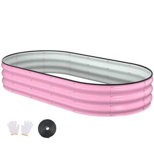 6x3x1ft Galvanized Outdoor Planter Beds with Safety Edging and Gloves