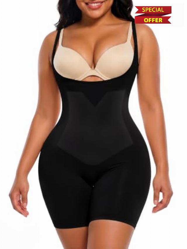 SHAPERX Tummy Control Shapewear For Women Seamless Bodysuit Bonded Panel                                                          Double-Layer Sculpting