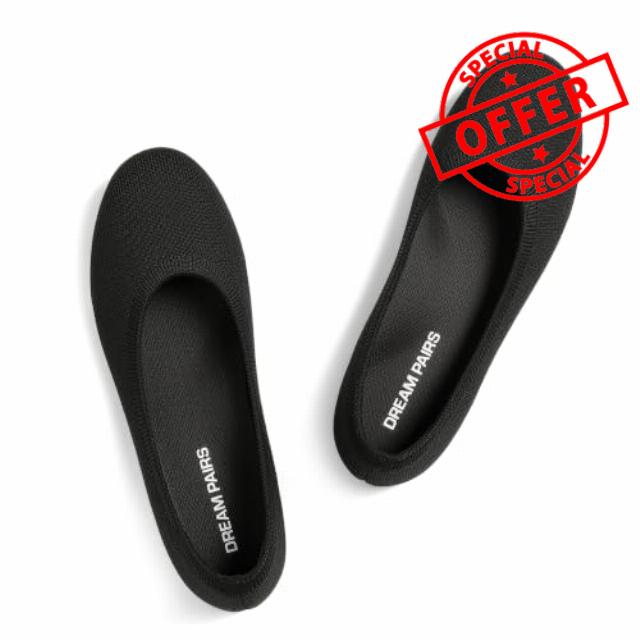 DREAM PAIRS Women's Dress Knit Ballet Comfort Flats                                                          Comfortable Round Toe Slip-On Flexible Portable Breathable Dress Office Flats for Daily Walking and Travel