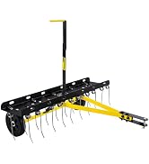 Thatch Rake for Lawn with 74inch Handle, 15 inch Dethatcher Rake for Grass to Cleaning Dead Grass...