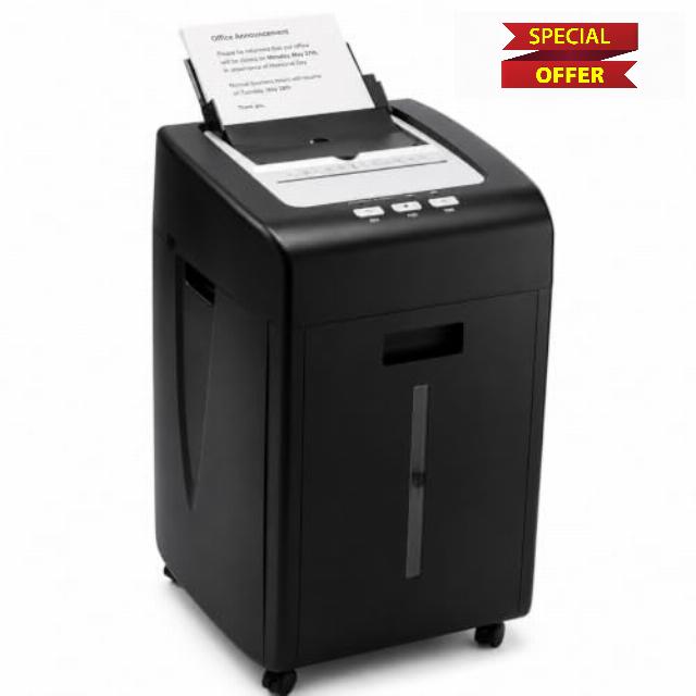 Paper Shredder Heavy Duty 200 Sheet Auto Feed P-5 Micro Cut                                                          60 Min Run Time Paper Shredder with 35L Pullout Bin/Credit Cards/CDs/Home Office and Small Business Use