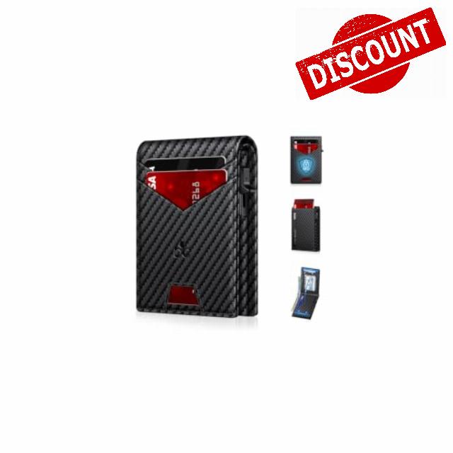 Wallet for Men RFID Blocking Minimalist Card Holder Wallet for 12-14 Cards                                                          Slim Bifold Smart Wallet with ID Window & Cash Slot