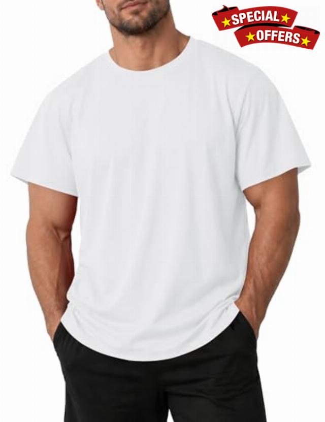 Poriff Men's Big and Tall T-Shirts 1-3 Pack Short Sleeve Crewneck Tees                                                          Casual T Shirt