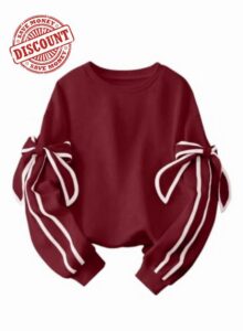 SHEWIN Womens Sweatshirt Crew Neck Bow Tie Long Sleeve Tops Oversized Sweatshirts Fall Outfits for Women 2026