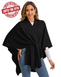 Shawl Wraps for Women Elegant Open Front Knit Cashmere Sweater Ponchos Soft Warm Cape Scarf Top Fall Winter Clothing