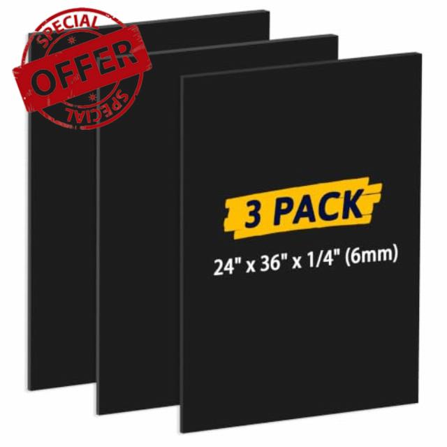 AKONEGE 3 Pack Black Foam Board 24" x 36" x 0.23" (6mm) for Art Craft                                                          Thick Foam Core Board