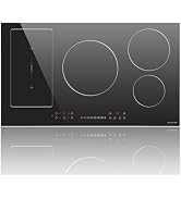 Noxton Electric Cooktop 30 Inch, Knob Control 4 Burners Electric Stove Top with Glass Protection ...