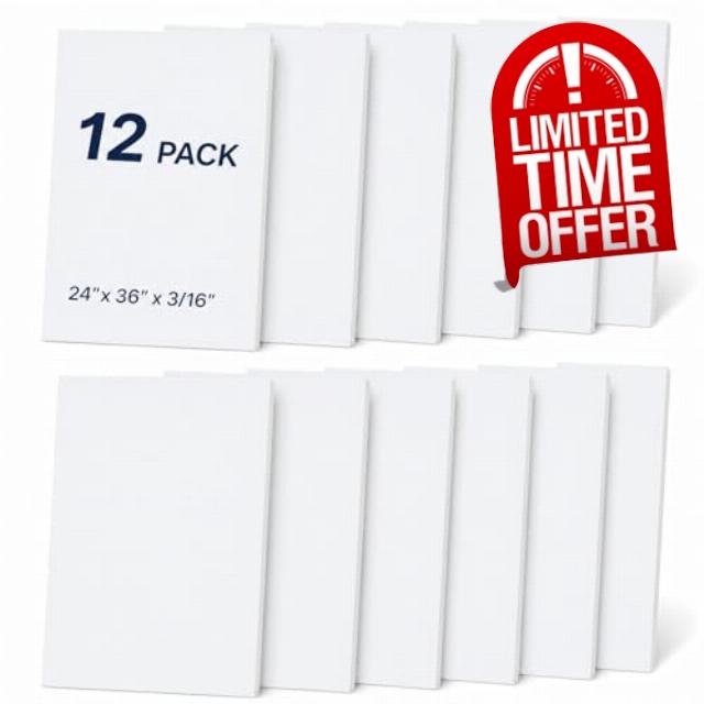 12 Pack White Foam Board 24 x 36"
