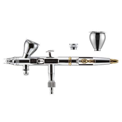 Ultra Fine Detail Airbrush Kit with Front Airflow Adjustment & 3 Sizes Mirror Paint Cups