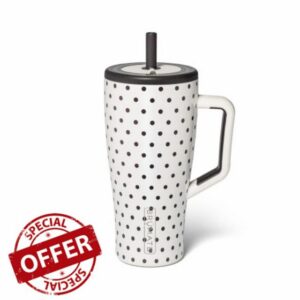 BrüMate Era 30 oz Tumbler with Handle & Straw | 100% Leakproof Insulated Water Bottle Tumbler with Lid & Flexible SoftSip Straw | Made of Stainless Steel | Cup Holder Friendly | 30oz (Polka Pearl)