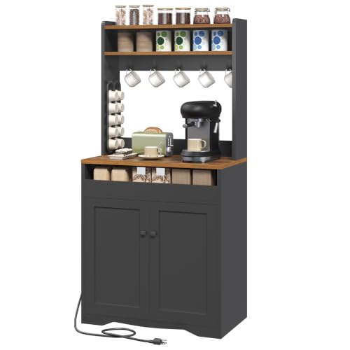 Sideboard Buffet Cabinet with Charginng Station Kitchen Island with Compatible K-Cup Pods Holders