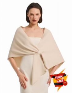 PULI Women Triangle Pashmina Shawl Wraps for Evening Dress Wedding                                                          Pull Through Slot Locks The Drape for Desk Flight and Formal Nights