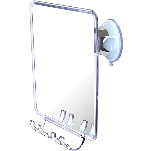 Shower Mirror fogless for Shaving with a Removable Razor Holder - Shaving Mirror for Shower with a Powerful Suction Cup - Shatterproof fogless Mirror for Showe