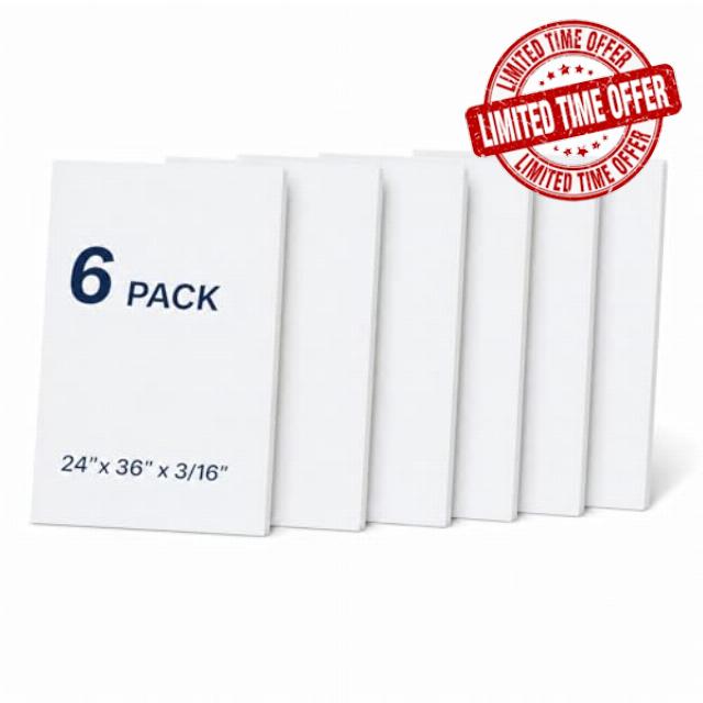 6 Pack White Foam Board 24 x 36"