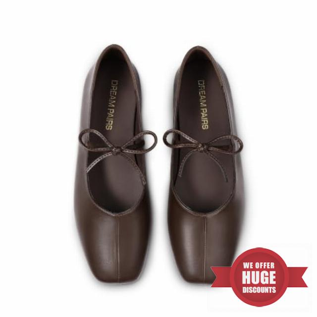 DREAM PAIRS Women's Ballet Mary Jane Flats                                                          Square Toe Slip on Flats for Women