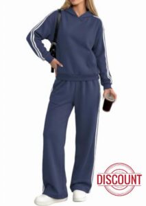 PRETTYGARDEN Womens Striped Sweatsuits 2 Piece Outfits Matching Lounge Sets                                                          Oversized Hoodie Sweat Set
