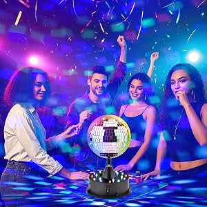 The rotating disco ball party lights can be hung in certain areas as needed