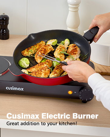 CUSIMAX Double Burner, 1800W Electric Burner Ceramic Hot Plate for Cooking, Dual Control Infrared...