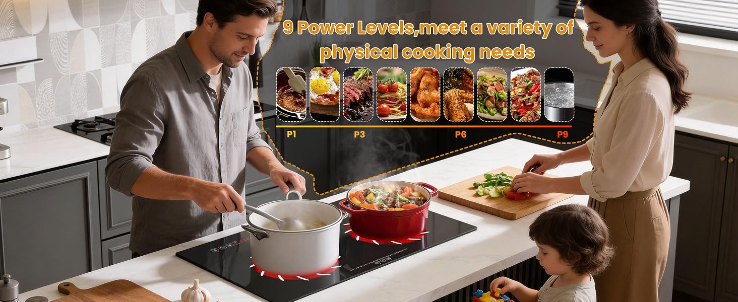 9 power levels electric cooktop