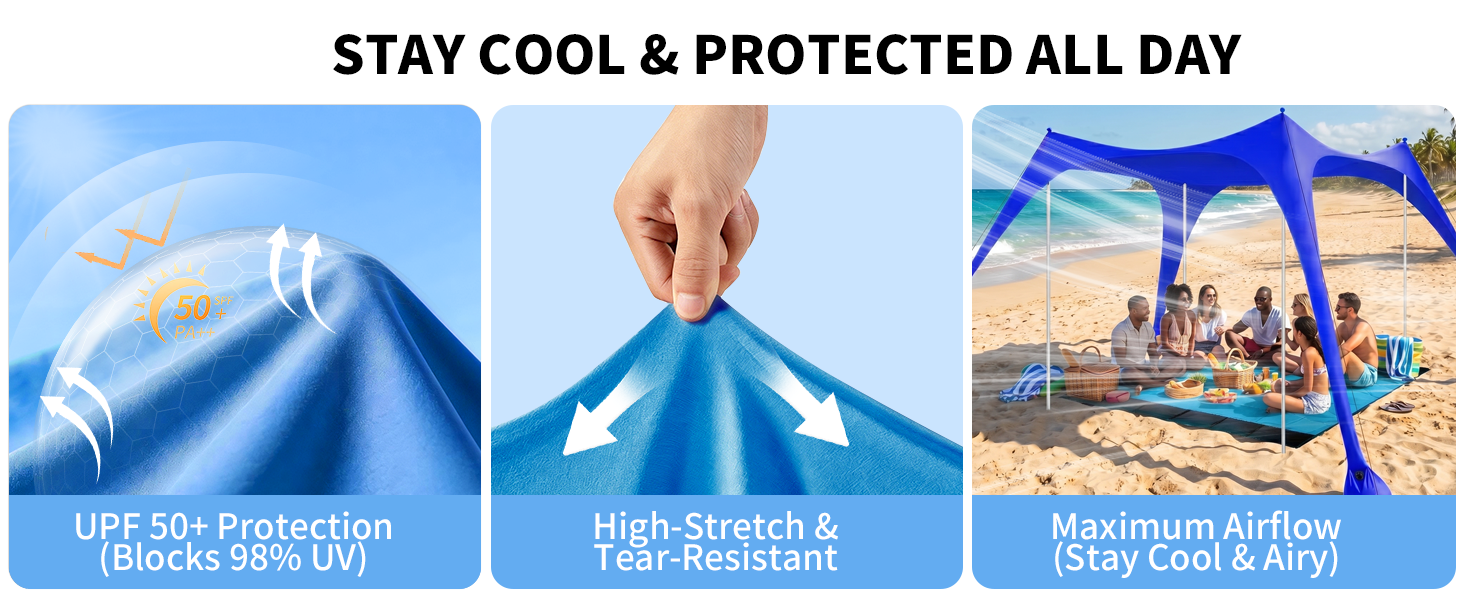 windproof beach shade with aluminum poles sandbags stable outdoor tent