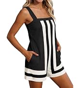 TAQCUX Womens Summer Strappy Romper - Adjustable Strap Hot Shot Overalls with Pockets for Casual ...
