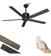 Obabala Ceiling Fans With Remote 42 Inch Black Ceiling Fan No Light 6 Speeds Reversible Timing No...