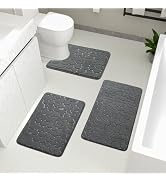 YIHOUSE Bathroom Rugs Sets 3 Piece, Cobblestone Memory Foam Bathroom Mats Set Extra Thick, Non Sl...