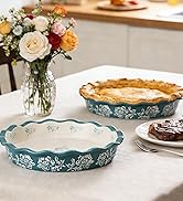 Wisenvoy Pie Pan Ceramic Pie Dish Blue Pie Plate