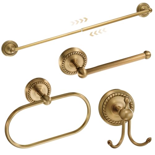 Wall Mounted Brass Vintage Bath Hardware Fixture Set(Style 1)