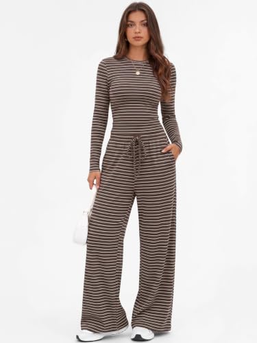 Crewneck Slim Top & Wide Leg Pants with Pockets